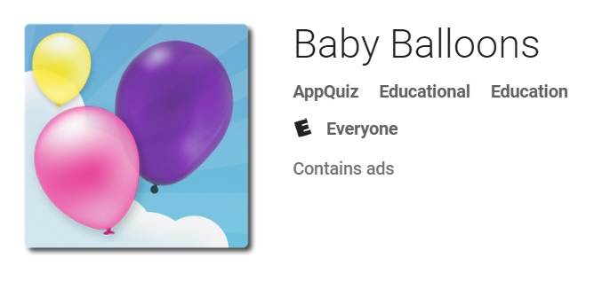 Baby Balloons game by Edujoy Appquiz.
