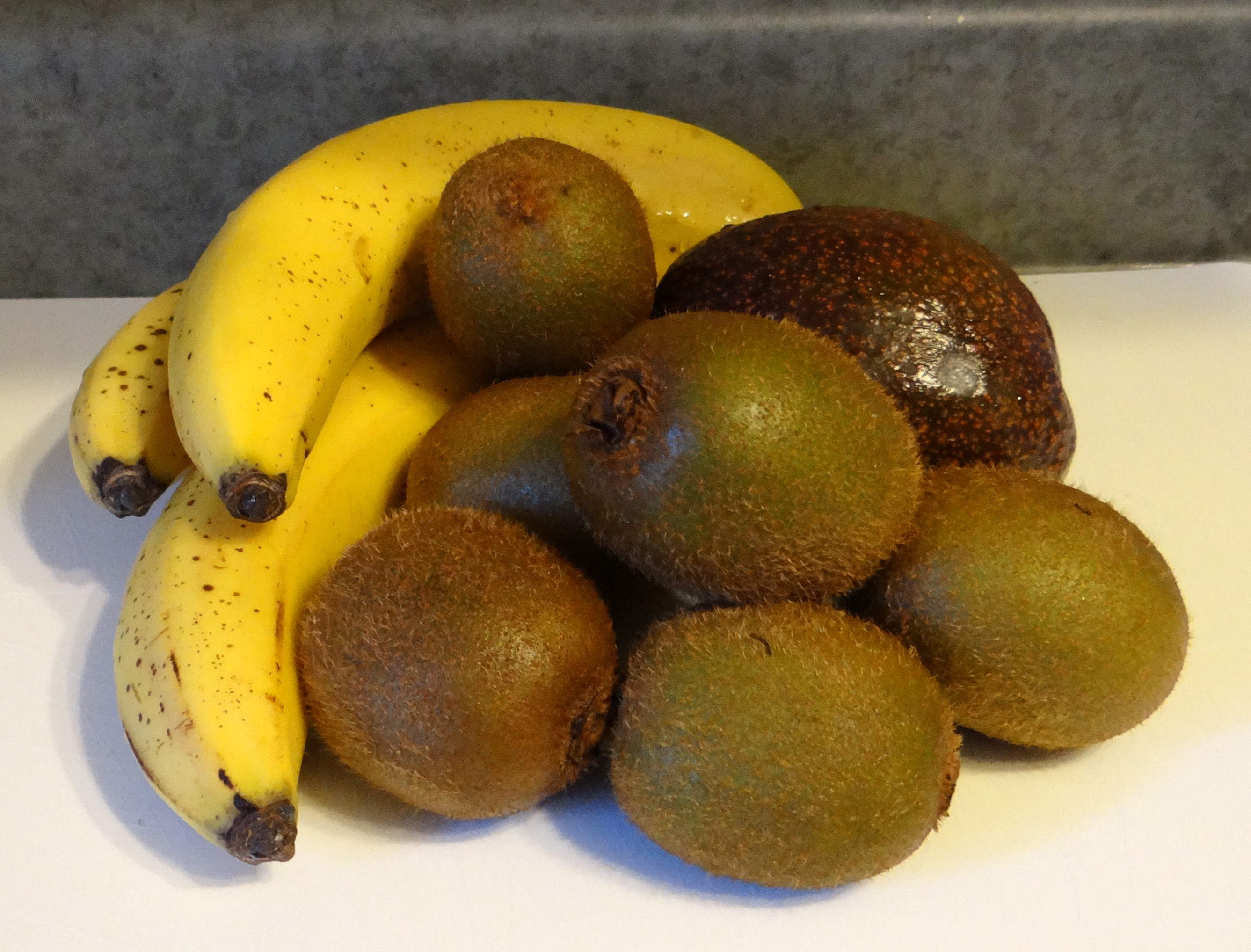 Organic banana, avocado, and kiwi