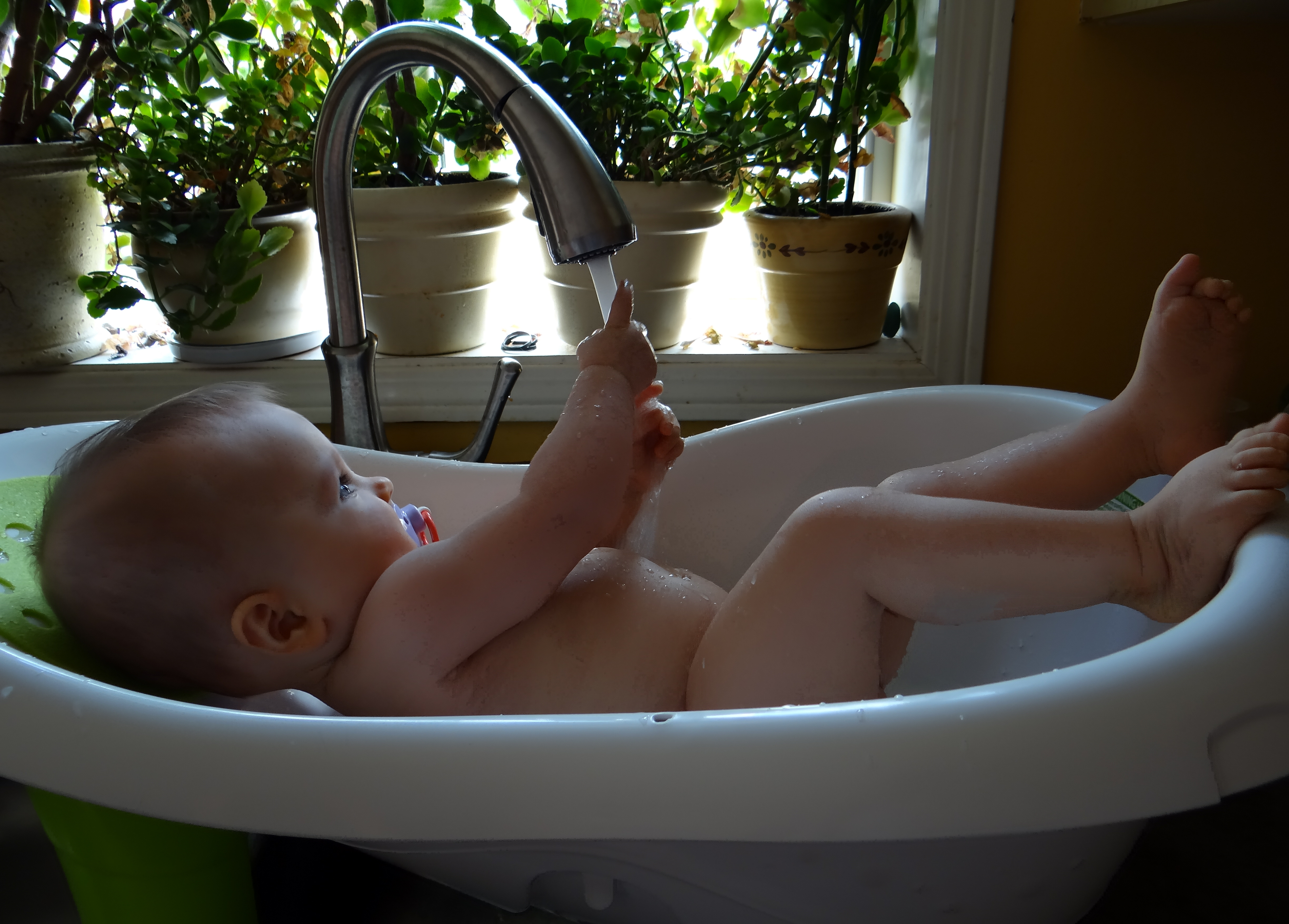 Baby in an infant bathtub